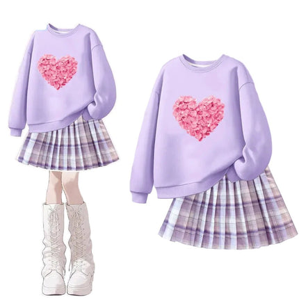 Outfit Set Baby Girl Heart Valentine Tennis Skirt - Outfit Set - Lolocee - Mad Fly Essentials