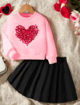 Outfit Set Baby Girl Heart Valentine Tennis Skirt - Outfit Set - PatPat - Mad Fly Essentials