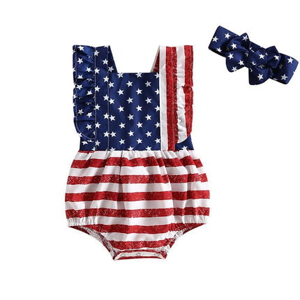 Outfit Set Baby Girl Summer Independence Day Flag Infant Clothing Set - Outfit Set - Aimi Lakana - Mad Fly Essentials
