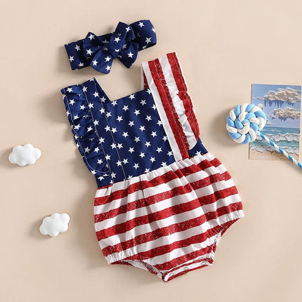Outfit Set Baby Girl Summer Independence Day Flag Infant Clothing Set - Outfit Set - Aimi Lakana - Mad Fly Essentials