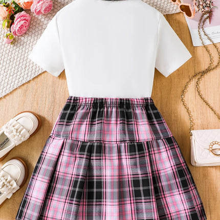 Outfit Set Girl Casual Plaid Skirt Set - Outfit Set - Canrulo - Mad Fly Essentials