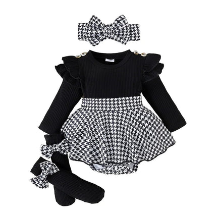 Outfit Set Girl Velvet Long Houndstooth 2pc Skirt Set - Outfit Set - PatPat - Mad Fly Essentials