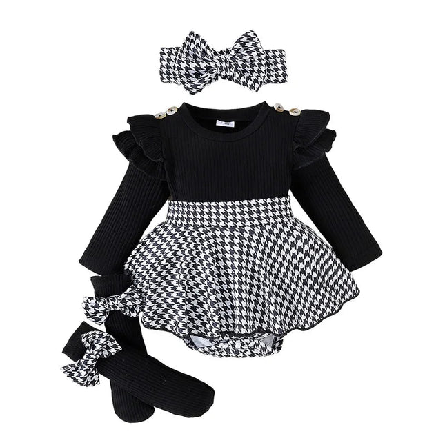 Outfit Set Girl Velvet Long Houndstooth 2pc Skirt Set - Outfit Set - PatPat - Mad Fly Essentials