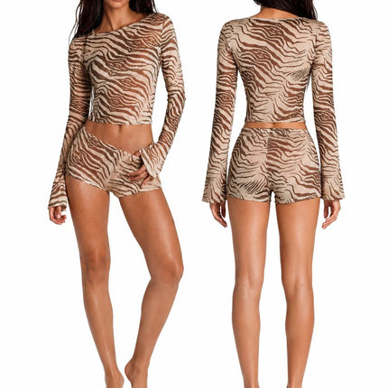 Outfit Set Women 2pc Matching Zebra Print Crop Top Set - Outfit Set - Temptation - Mad Fly Essentials