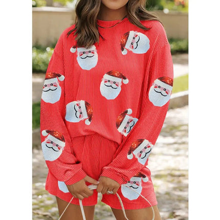 Outfit Set Women Y2K Sequined Christmas Santa Shorts Set - Outfit Set - Combhasaki - Mad Fly Essentials