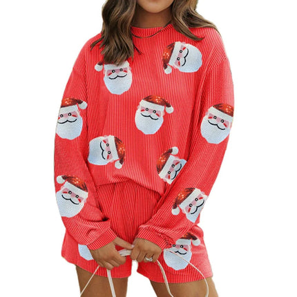 Outfit Set Women Y2K Sequined Christmas Santa Shorts Set - Outfit Set - Combhasaki - Mad Fly Essentials