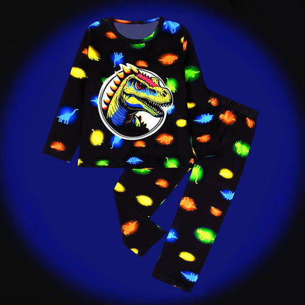 Pajama Set Baby Boy Dinosaur Cartoon Long Glow Pajamas - Pajama Set - A&J DESIGN - Mad Fly Essentials