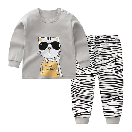 Pajama Set Baby Boy Funny Animal Long Sleepwear Pajamas - Pajama Set - Little maven - Mad Fly Essentials