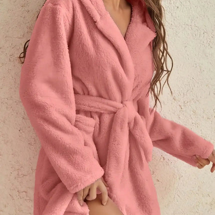 Pajama Set Hooded Solid Women Fleece Bathrobe - Pajama Set - daeyard - Mad Fly Essentials