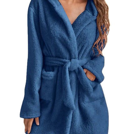 Pajama Set Hooded Solid Women Fleece Bathrobe - Pajama Set - daeyard - Mad Fly Essentials