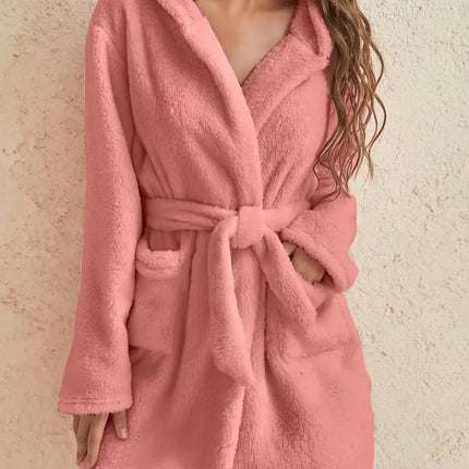 Pajama Set Hooded Solid Women Fleece Bathrobe - Pajama Set - daeyard - Mad Fly Essentials
