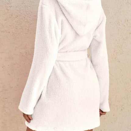 Pajama Set Hooded Solid Women Fleece Bathrobe - Pajama Set - daeyard - Mad Fly Essentials