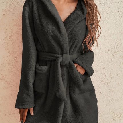 Pajama Set Hooded Solid Women Fleece Bathrobe - Pajama Set - daeyard - Mad Fly Essentials