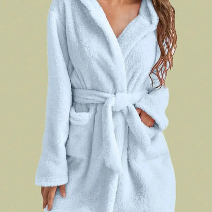Pajama Set Hooded Solid Women Fleece Bathrobe - Pajama Set - daeyard - Mad Fly Essentials