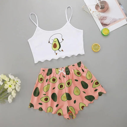 Pajama Set Women Avocado Print Pajamas - Pajama Set - CIBBAR - Mad Fly Essentials