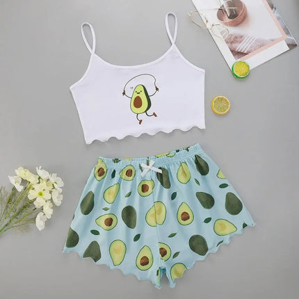 Pajama Set Women Avocado Print Pajamas - Pajama Set - CIBBAR - Mad Fly Essentials