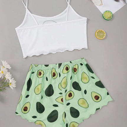 Pajama Set Women Avocado Print Pajamas - Pajama Set - CIBBAR - Mad Fly Essentials