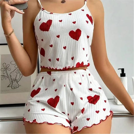 Pajama Set Women Strawberry Heart Homewear 2pc Pajamas - Pajama Set - Animal Unicorn - Mad Fly Essentials