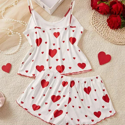 Pajama Set Women Strawberry Heart Homewear 2pc Pajamas - Pajama Set - Animal Unicorn - Mad Fly Essentials