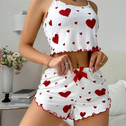 Pajama Set Women Strawberry Heart Homewear 2pc Pajamas - Pajama Set - Animal Unicorn - Mad Fly Essentials