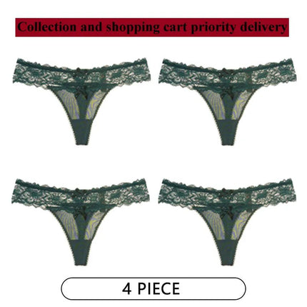 Panties Women's 4pc/Set Lace Thong Low-Rise Panties - Panties - Sandl - Mad Fly Essentials