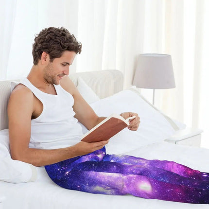 Pants Mem Purple Blue Starry Night Nebula Pajama Pants Sleepwear - Pants - Sonkpuel - Mad Fly Essentials