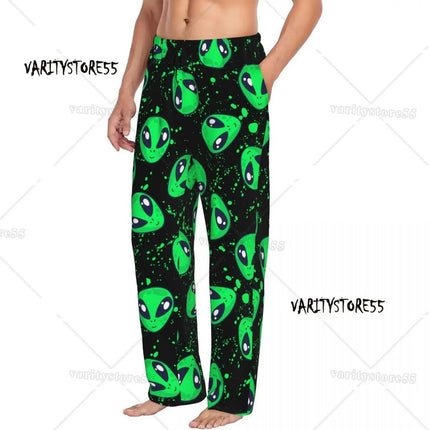 Pants Men Funny Green Alien Pajama Sleepwear Pants - Pants - Fashicon - Mad Fly Essentials