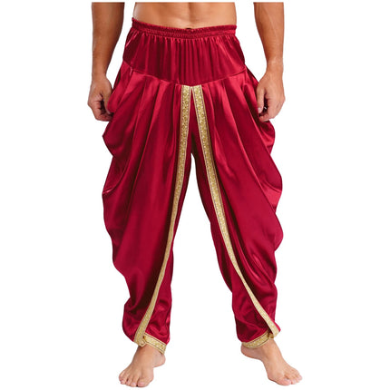 Pants Men Satin Dhoti Smart Casual Elastic Trousers - Pants - EH-MD Jeans - Mad Fly Essentials