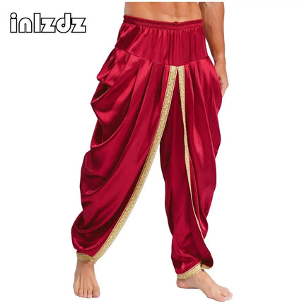 Pants Men Satin Dhoti Smart Casual Elastic Trousers - Pants - EH-MD Jeans - Mad Fly Essentials