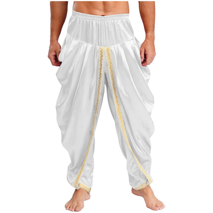 Pants Men Satin Dhoti Smart Casual Elastic Trousers - Pants - EH-MD Jeans - Mad Fly Essentials