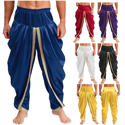 Pants Men Satin Dhoti Smart Casual Elastic Trousers - Pants - EH-MD Jeans - Mad Fly Essentials