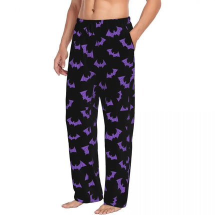 Pants Men Spooky Bat Black Purple Sleepwear Bottoms - Pants - acm - Mad Fly Essentials