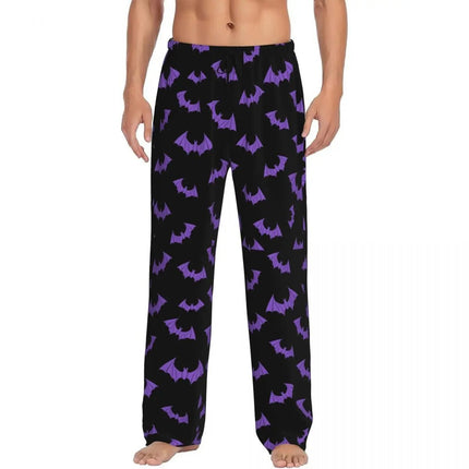 Pants Men Spooky Bat Black Purple Sleepwear Bottoms - Pants - acm - Mad Fly Essentials