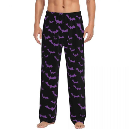 Pants Men Spooky Bat Black Purple Sleepwear Bottoms - Pants - acm - Mad Fly Essentials