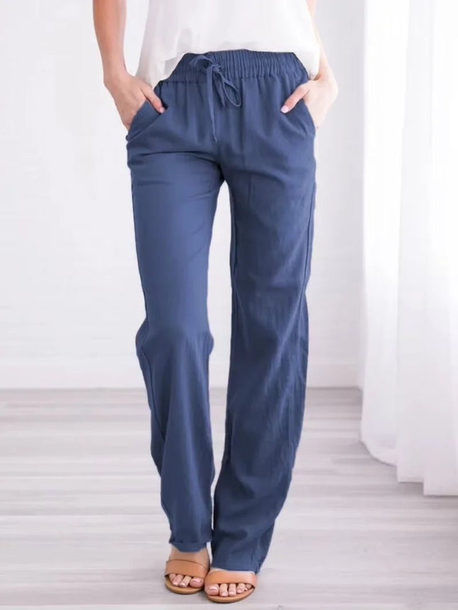 Pants Women Drawstring Casual Wide Leg Pants - Pants - Adyce - Mad Fly Essentials