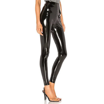 Pants Women Leather Slim - Fit Zip Glossy Motorcycle Leggings - Pants - NON - ANIMAL - Mad Fly Essentials