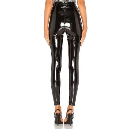 Pants Women Leather Slim - Fit Zip Glossy Motorcycle Leggings - Pants - NON - ANIMAL - Mad Fly Essentials