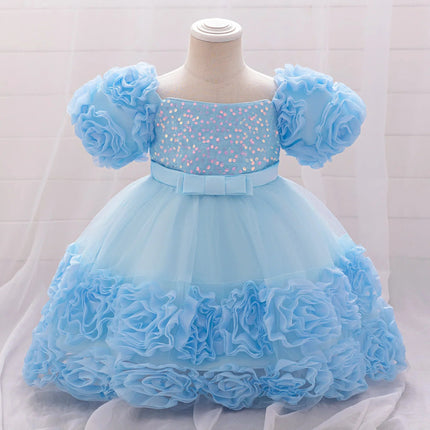 Party Dress Baby Girl Flower Baptism Tutu Birthday Dress - Party Dress - Emmababy - Mad Fly Essentials