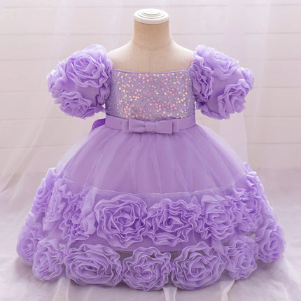Party Dress Baby Girl Flower Baptism Tutu Birthday Dress - Party Dress - Emmababy - Mad Fly Essentials