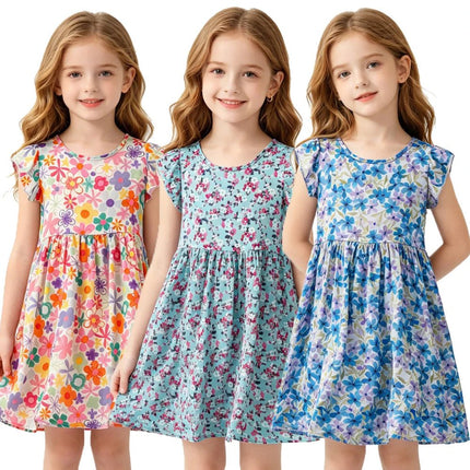 Party Dress Baby Girl Summer Cartoon Dinosaur Rainbow Dress - Party Dress - Girlymax - Mad Fly Essentials