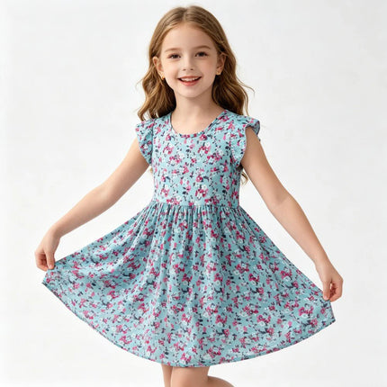 Party Dress Baby Girl Summer Cartoon Dinosaur Rainbow Dress - Party Dress - Girlymax - Mad Fly Essentials