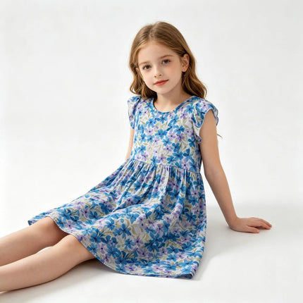 Party Dress Baby Girl Summer Cartoon Dinosaur Rainbow Dress - Party Dress - Girlymax - Mad Fly Essentials