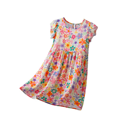 Party Dress Baby Girl Summer Cartoon Dinosaur Rainbow Dress - Party Dress - Girlymax - Mad Fly Essentials