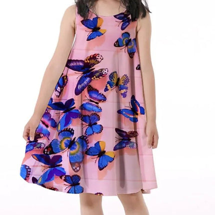 Party Dress Girls 3D Graphic Sleeveless Butterfly Dress - Party Dress - ABreeze - Mad Fly Essentials