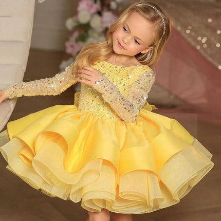 Party Dress Girls Blue White Wedding Dress - Party Dress - miqiaikids - Mad Fly Essentials