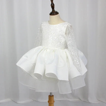 Party Dress Girls Blue White Wedding Dress - Party Dress - miqiaikids - Mad Fly Essentials