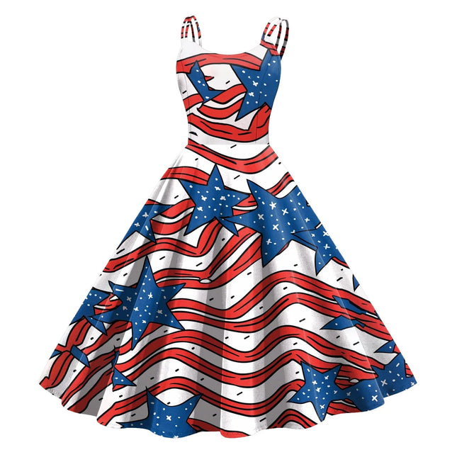 Party Dress Women Carnival Seasonal Flag Pattern Dress - Party Dress - You're My Secret - Mad Fly Essentials