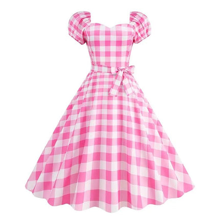 Party Dress Women Checkered Pattern Midi Dress - Party Dress - Cute Sphere - Mad Fly Essentials