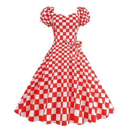 Party Dress Women Checkered Pattern Midi Dress - Party Dress - Cute Sphere - Mad Fly Essentials