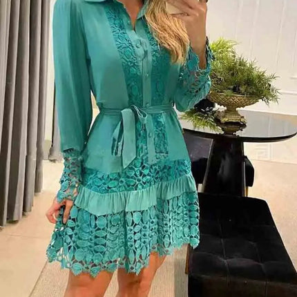 Party Dress Women Long Solid Lace Mini Dress - Party Dress - Owner Girl - Mad Fly Essentials